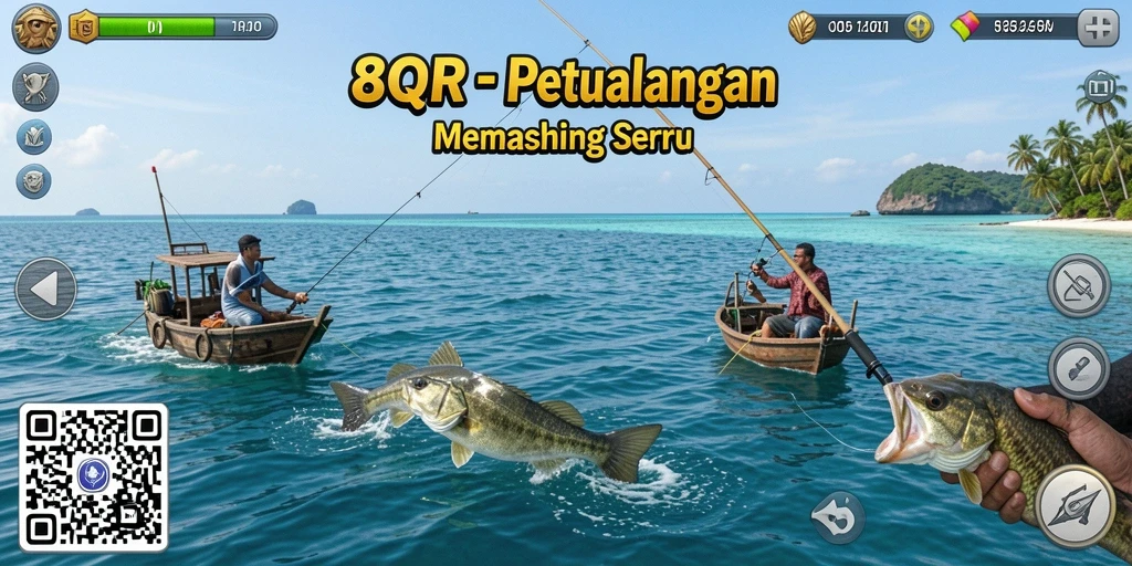 Tampilan gameplay 8QR yang menampilkan aksi memancing yang mendebarkan.