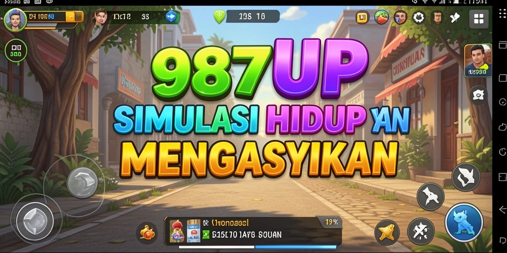 Screenshot 987UP menampilkan karakter dalam dunia simulasi yang menarik.