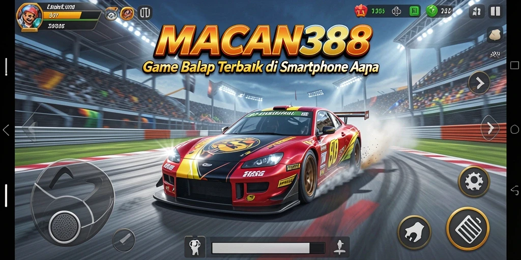 Tampilan gameplay balap yang seru dan menegangkan di MACAN388.