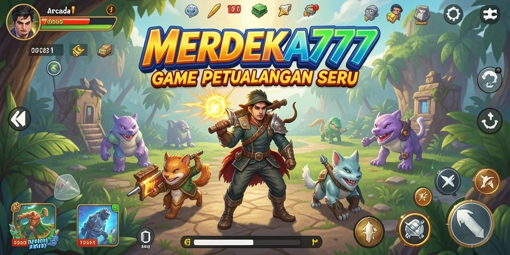 Tangkapan layar gameplay <strong>MERDEKA777</strong> menunjukkan aksi petualangan yang seru dan penuh warna.