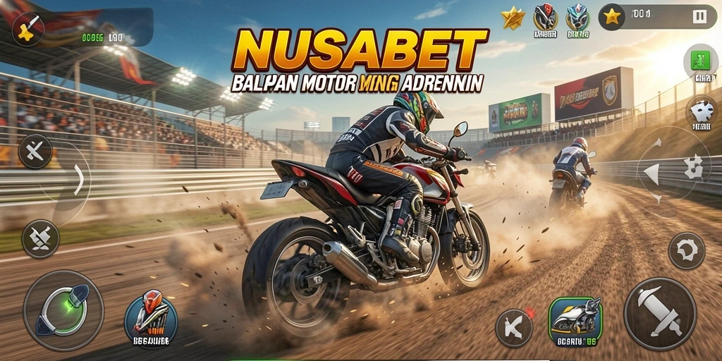 Gameplay seru balapan motor di NUSABET.