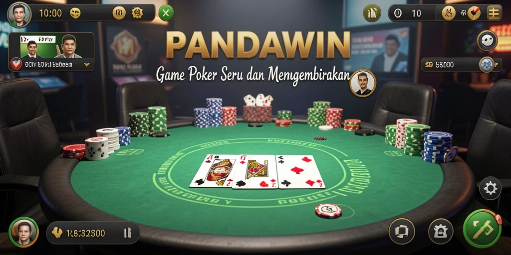Screenshot utama gameplay <strong>PANDAWIN</strong> menunjukkan aksi poker yang mendebarkan.