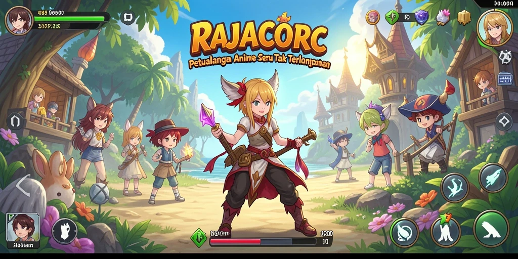 Tangkapan layar gameplay RAJACORC yang menampilkan aksi karakter Anime.