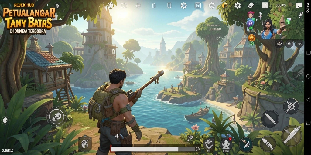 Screenshot gameplay Open World REJEKIHUB yang menggambarkan eksplorasi luas.