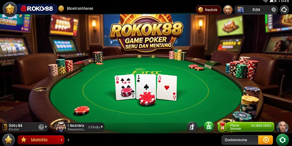 Tampilan gameplay ROKOK88 dengan pemain aktif dalam permainan Poker.