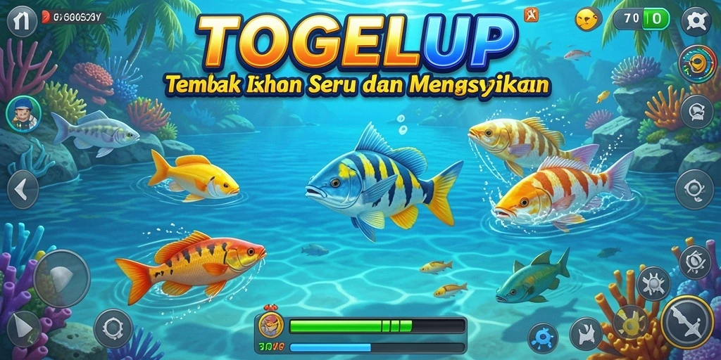 Screenshot menampilkan aksi menembak ikan di TOGELUP.